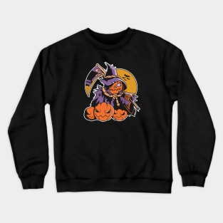 Spooky Pumpkin Head Scarecrow Crewneck Sweatshirt